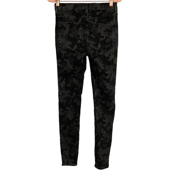 FREE PEOPLE Long Lean Black Subdued Camo High Waist Rise Jeans Skinny 27 Gorp - Picture 6 of 15